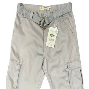 VISION SPORTS Men's 6 Pocket Grey Cotton Cargo Shorts W30 & 32